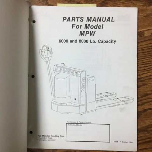 Yale mpw service parts - service, manuale